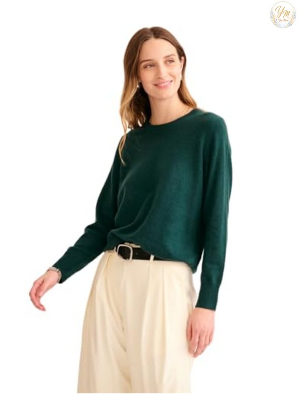 100% Cashmere Crewneck Sweater Pullover Long Sleeve